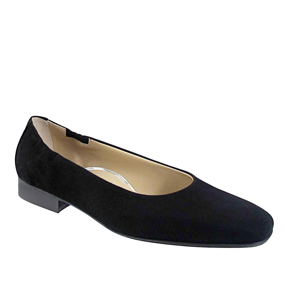 Ron White Jojo Suede Square Toe Ballet Flat in Onyx Black